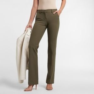Express editor pants barely boot olive green low rise trouser